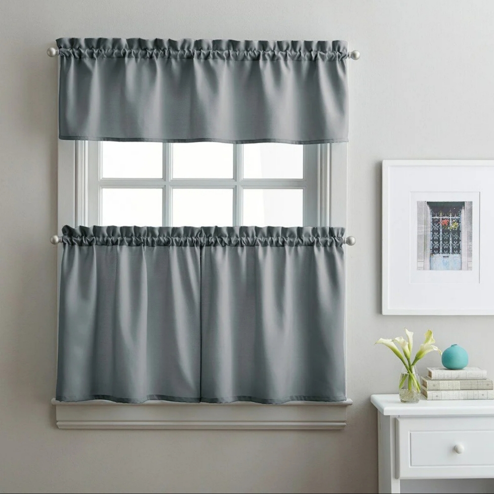 NWT Curtainworks • Tier 3 piece Set • grey